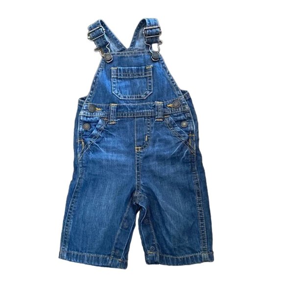 2-Piece Old Navy Denim Overalls and Plaid Button-Front Shirt 0-3 Months - Picture 5 of 12